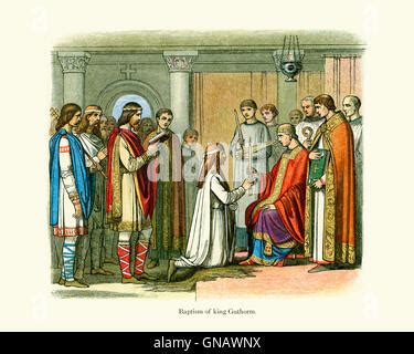 The Baptism of Guthrum, King of the Danish Vikings in the Danelaw - King Alfred was his ...