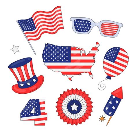 Free Vector | Hand drawn elements collection for american 4th of july celebration