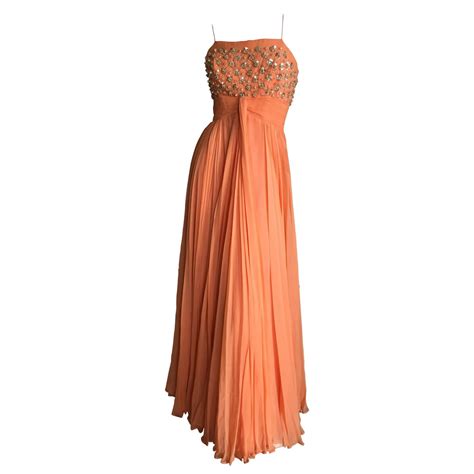 1950 Silk Chiffon Embellished Evening Dress from Saks Fifth Avenue at ...