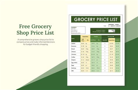 Grocery Shop Price List Template in Word, Pages, Publisher, Numbers ...