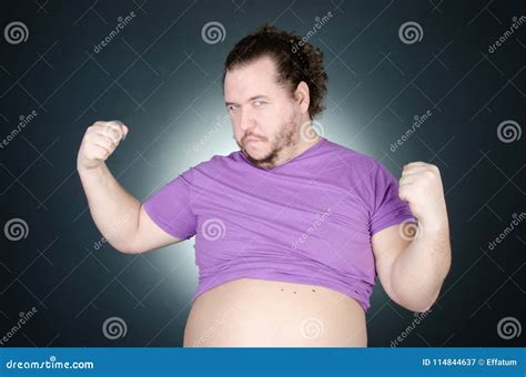 Funny Fat Guy with a Big Belly Stock Image - Image of fatty, dreams: 114844637