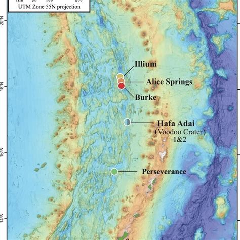 Map of the Mariana Back-Arc Basin adapted from ref. [25], indicating... | Download Scientific ...