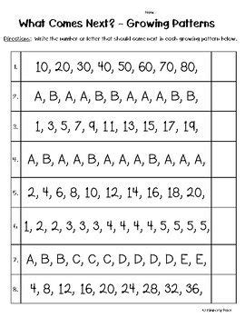 Growing Patterns - What Comes Next? Worksheet | Pattern worksheet, 2nd grade math worksheets ...