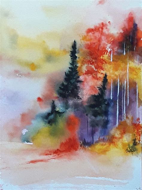 23x31cm Flambee Aquarelle Watercolor | Arbres en aquarelle, Abstrait, Peinture à l'encre