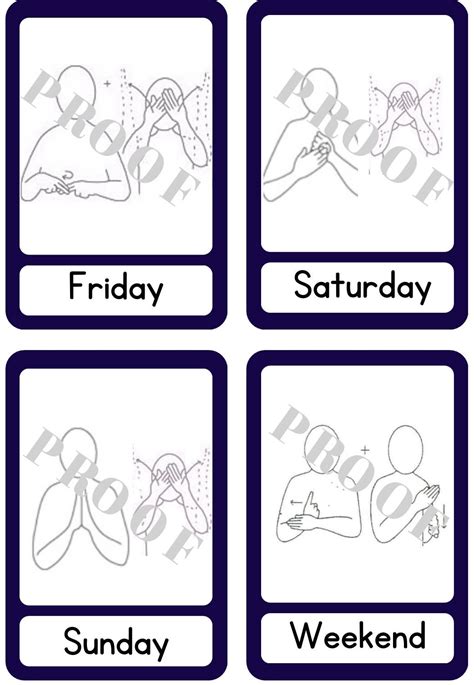 Days Of The Week Printable Makaton Sign Flash Cards Babies Etsy Uk | The Best Porn Website