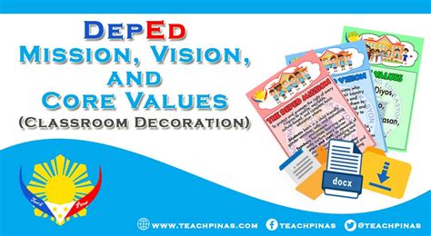 DepEd Mission Vision and Core Values (Printable Decor) - Teach Pinas