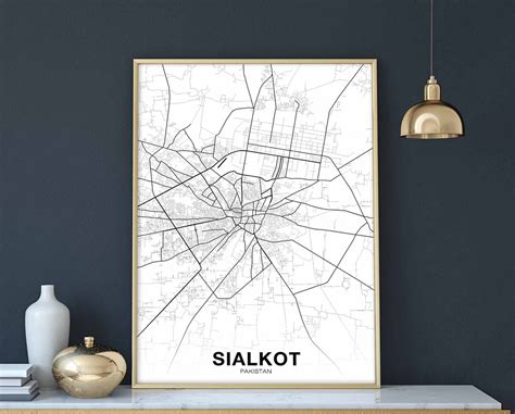 SIALKOT Pakistan Map Poster Hometown City Print Modern Home Decor ...