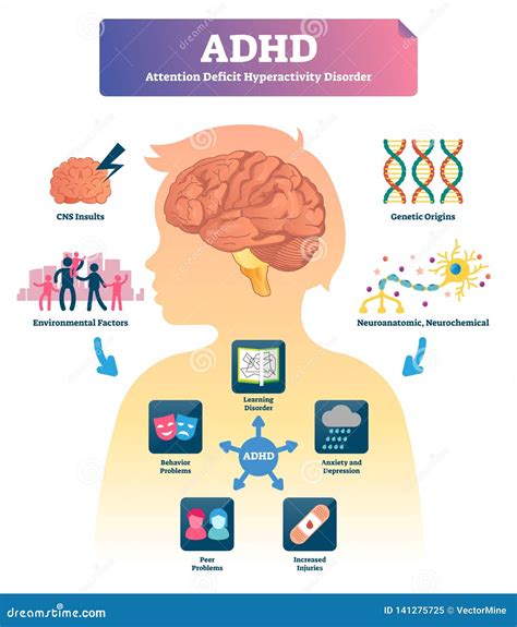 Attention Deficit Hyperactivity Disorder. Mental Health Problem. Vector ...