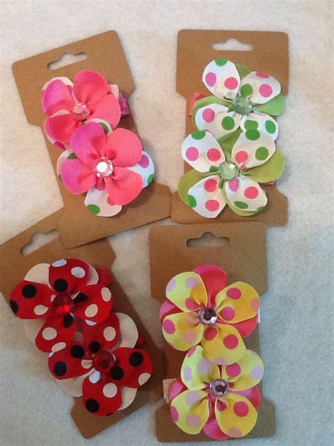 Ribbon Flower Hair Clips Set of 2 | Etsy | Flower hair clips, Flowers ...