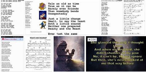 The Beauty and the Beast Songs Lyrics - Beauty and Beast Lyrics