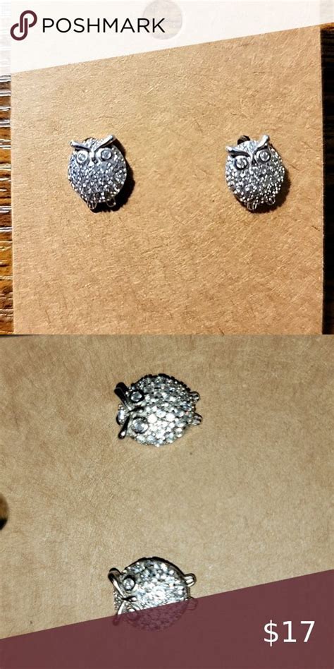 Owl shaped silver in color stud earrings | Stud earrings, Color, Silver