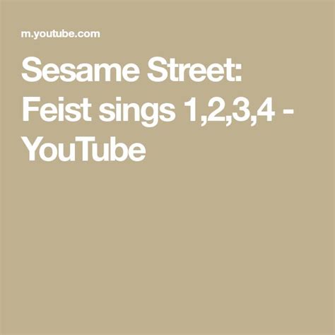 Sesame Street: Feist sings 1,2,3,4 - YouTube | Sesame street, Singing ...