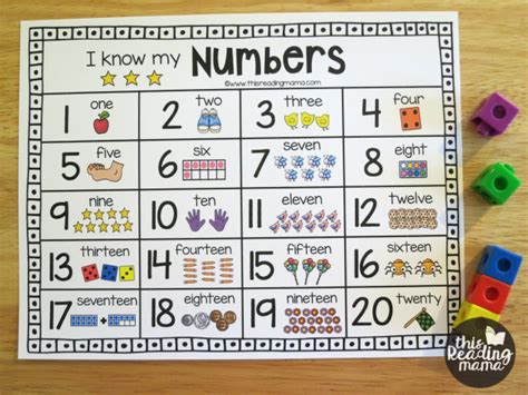 Printable Number Chart for Numbers 1-20 - This Reading Mama