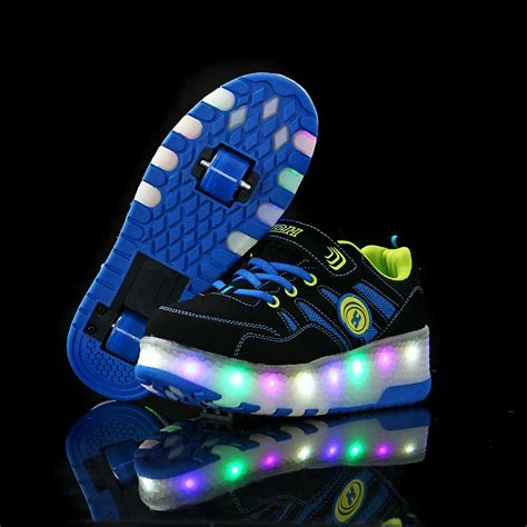 Hot Sale Kids Boys Shoes with Two Wheels Children Shoes Glowing ...