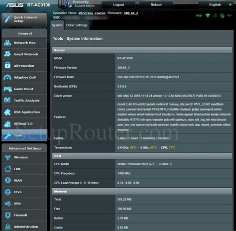 Asus RT-AC3100 Asuswrt-Merlin Screenshot SystemInformation