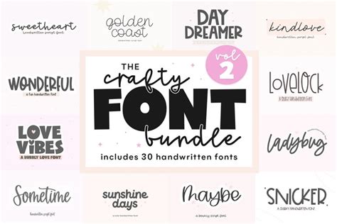 Crafty Font Bundle - 30 Fonts for Crafters | Vol 2