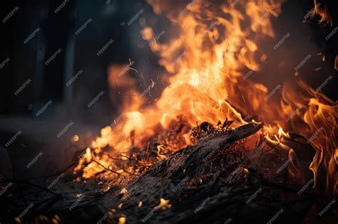 Premium AI Image | Extremely closeup of burning fire with the flames ...