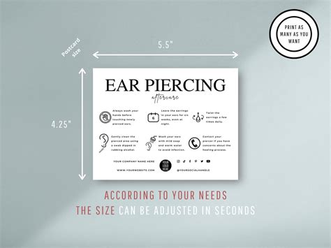 Editable Ear Piercing Aftercare Template Piercing Guide | Etsy