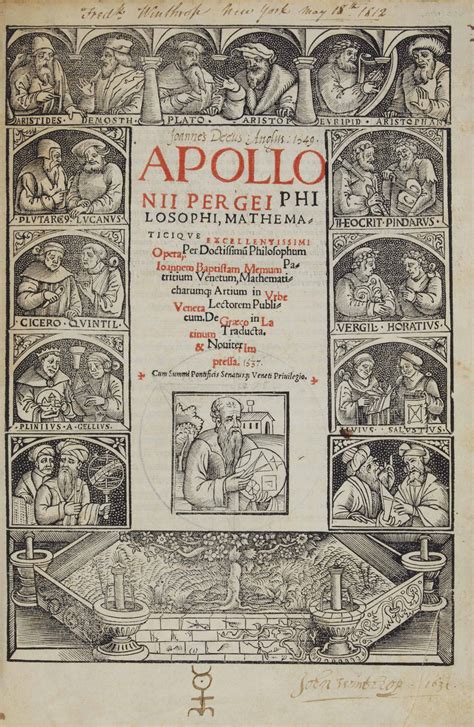 APOLLONIUS Pergaeus (fl. 2nd half 3rd century BC). Opera. Edited and translated from the Greek ...