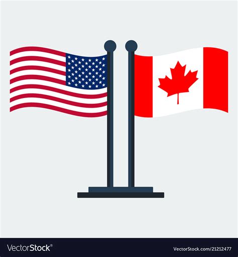 Flag of canada and united states stand Royalty Free Vector