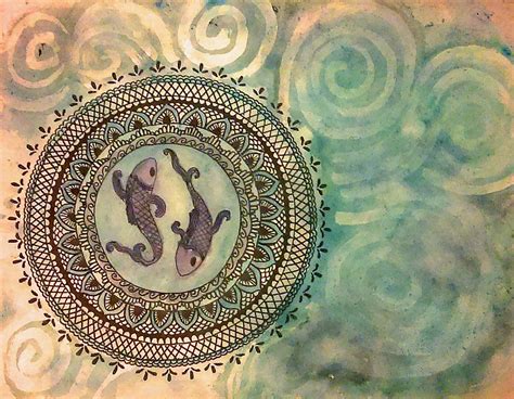 Pisces Mandala Painting by Jennie Hallbrown | Fine Art America