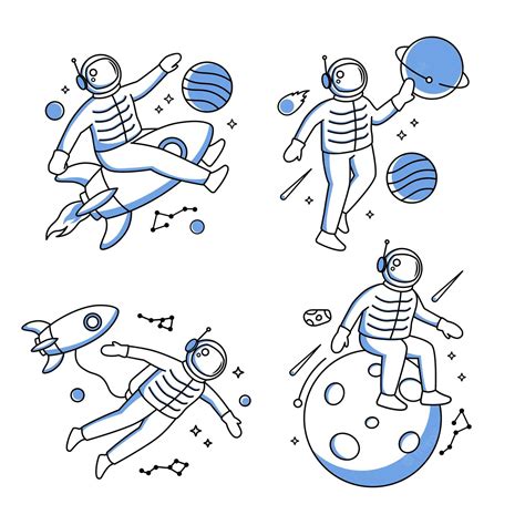 Premium Vector | Hand Drawn Minimalist Tattoo Astronaut Design