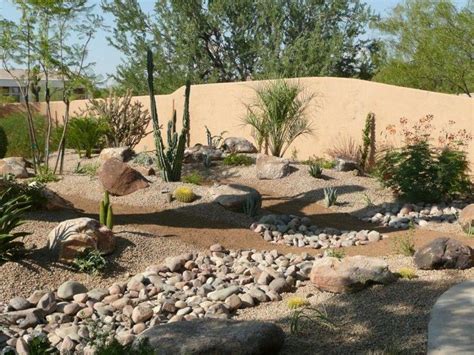 Amazing Desert Landscaping Ideas with Small Plants also Brown Smooth Sands plus Rocks | Desert ...