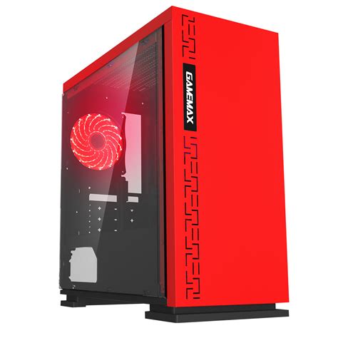 Game Max Expedition Red Gaming Matx PC Case Rear LED Fan & Full Side Window