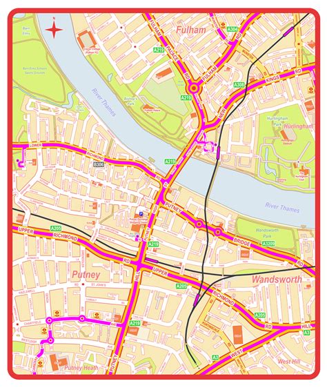 Complete Public Transport map of Putney Bridge Area, Putney High Street ...