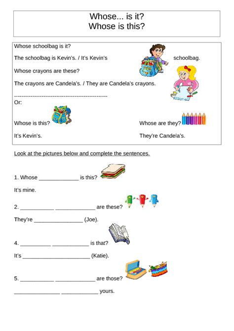 Systematisation and Exercises to Practise Whose, Interrogative Pronouns