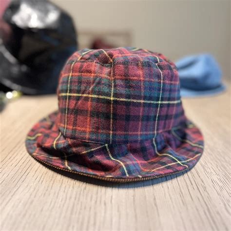 Plaid / Corduroy Reversible Bucket Hat - Depop