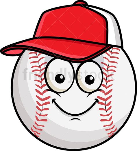 Baseball Wearing Hat Emoji Cartoon Vector Clipart - FriendlyStock