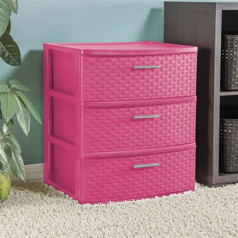 Sterilite 3 Drawer Wide Weave Tower Fuchsia Burst - Walmart.com ...