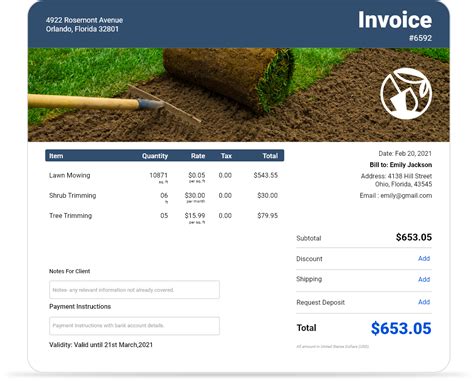 Lawn Mowing Invoice Template