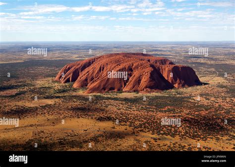 Aerial view of Uluru (Ayers Rock), Uluṟu–Kata Tjuṯa National Park, Northern Territory, Australia ...