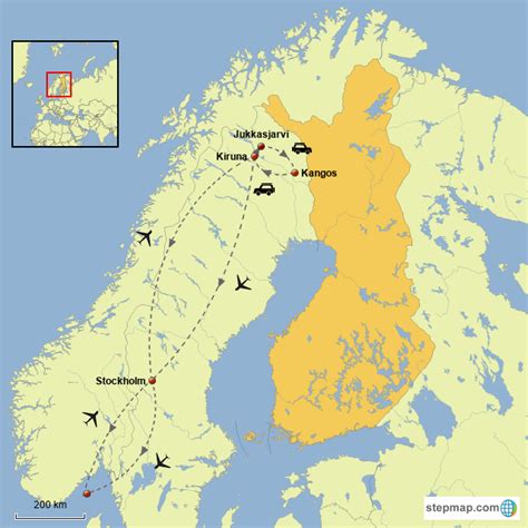 StepMap - 7 Days Swedish Lapland - Landkarte für Finland