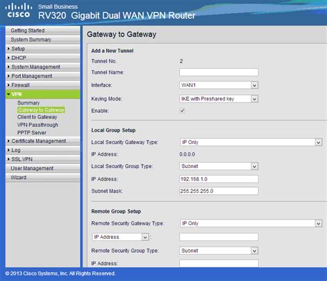 Configuring a Site-to-Site VPN Tunnel Between Cisco RV320 Gigabit Dual ...