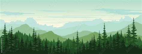 Nature background landscape. Vector background of mountains and forests. Brenner and design ...