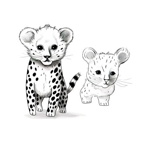 Cute Animals Sketch Wildlife Cartoon Adorable Leopard, Cute Cartoon, Cute Animals, Cartoon PNG ...