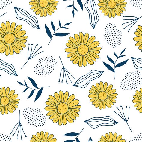 Seamless repeat pattern with flowers and leaves 3380615 Vector Art at ...