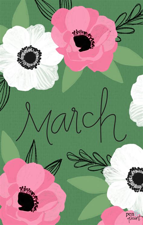 FREE March Desktop Background & Wallpaper – Pen & Paint