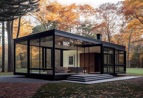 Premium Photo | Modernist architecture of the glass house