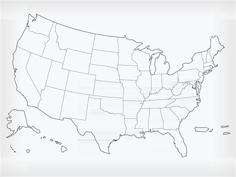 United States Map Line Drawing, Us Map Line Drawing High Res Stock ...