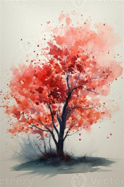 Watercolor Dogwood Tree Painting with Minimalistic Style Generative AI ...