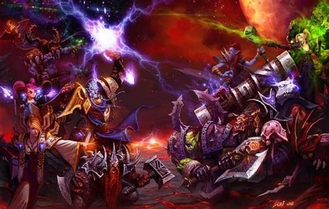 Wallpaper battle, weapons, race, wow, world of warcraft, alliance vs ...