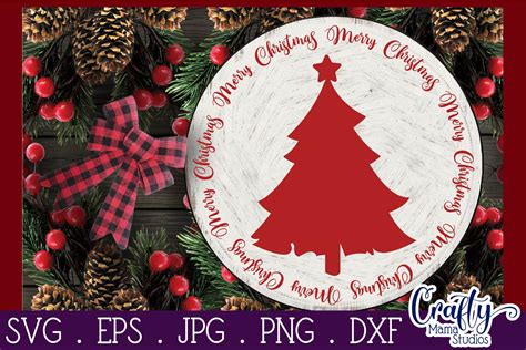 Christmas Svg, Merry Christmas Svg, Christmas Round Sign By Crafty Mama Studios | TheHungryJPEG.com