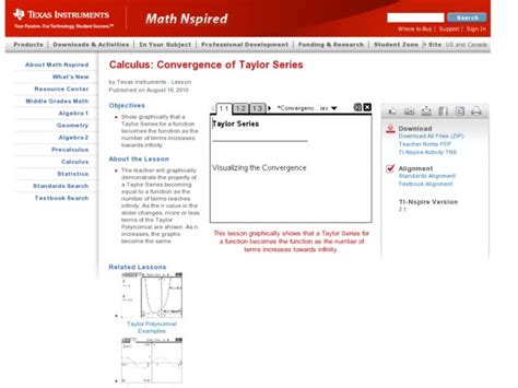 Convergence of Taylor Series Lesson Plan for 9th - 12th Grade | Lesson ...