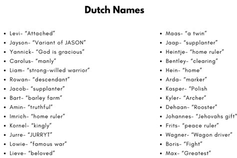 210 Catchy Dutch Names with Meanings (2024)