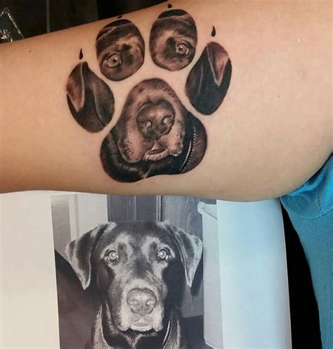 Paw print with your dogs face inside Pawprint Tattoo, Dog Paw Tattoo, Dog Tattoos, Body Art ...