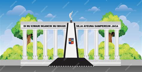 Premium Vector | Landscape Tugu Kujang Bogor with trees and sky